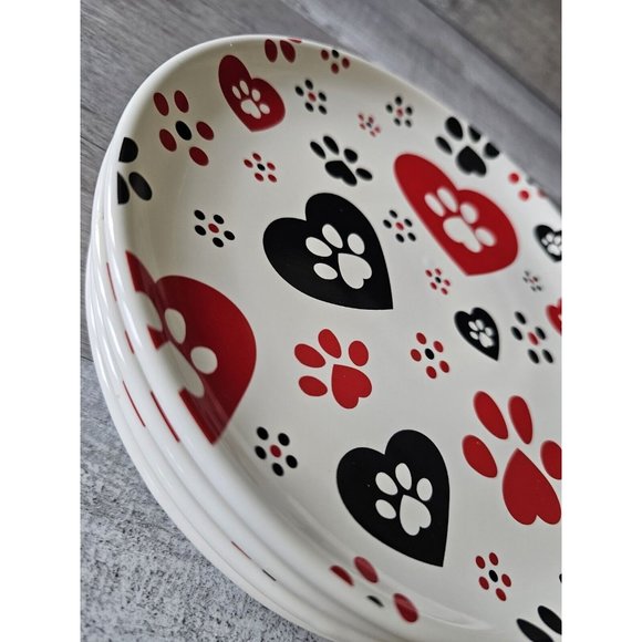 New Temp-tations Seasonal Salad Plates 8" Pawfetti Set of 4 Handpainted - Picture 15 of 15